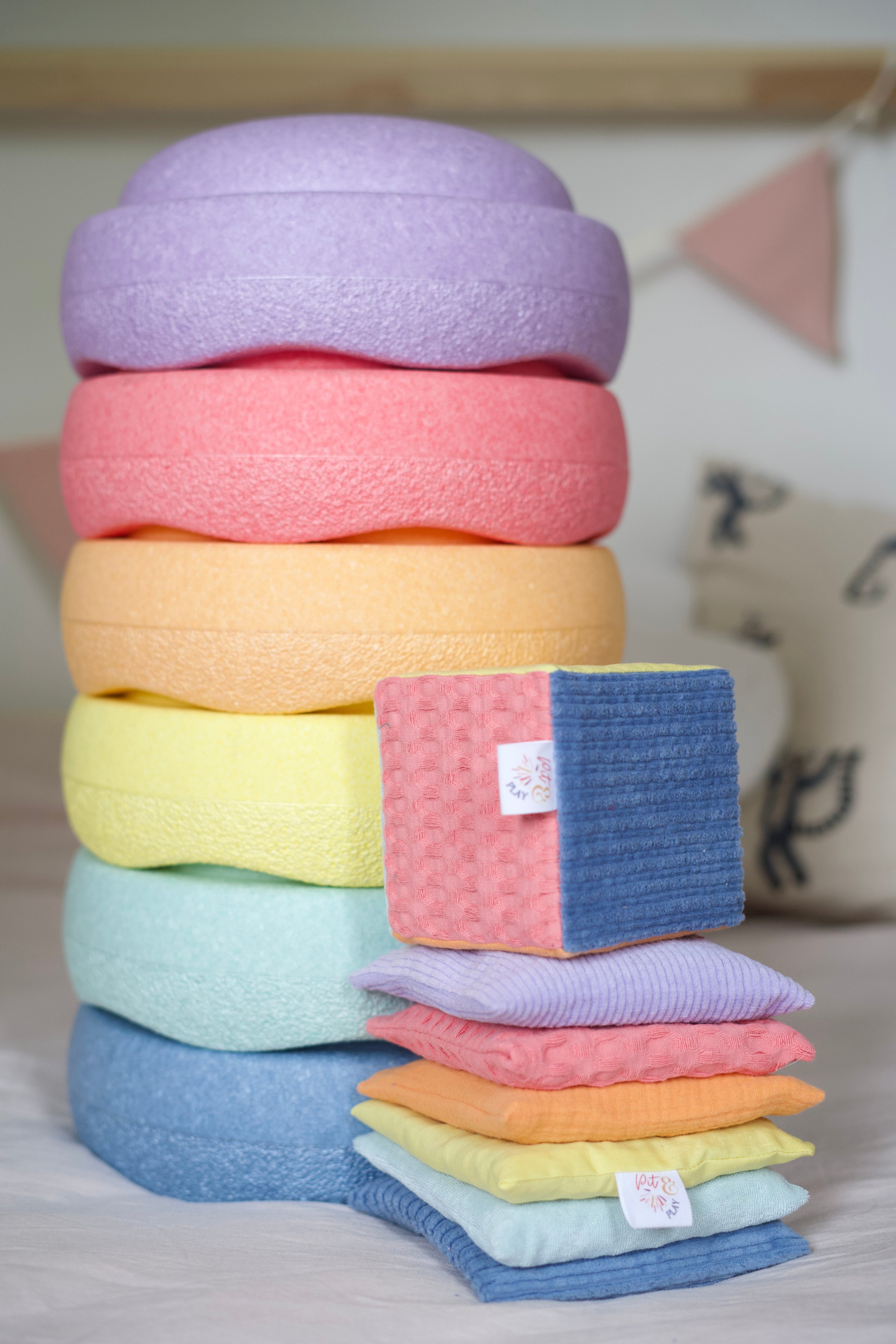 Pastellfarbene sensorische Sitzsäcke